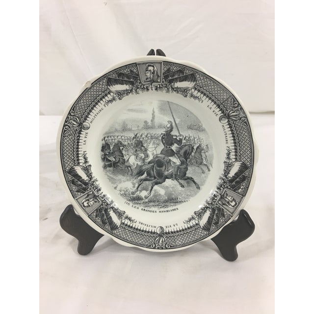 Ceramic Sarreguemines French Military Life Plates - Set of 7 For Sale - Image 7 of 9