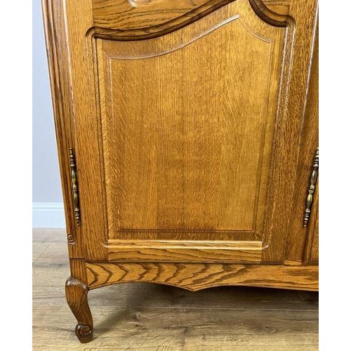 Vintage French Louis XVI Style Carved Oak 4-Door Armoire For Sale - Image 6 of 8