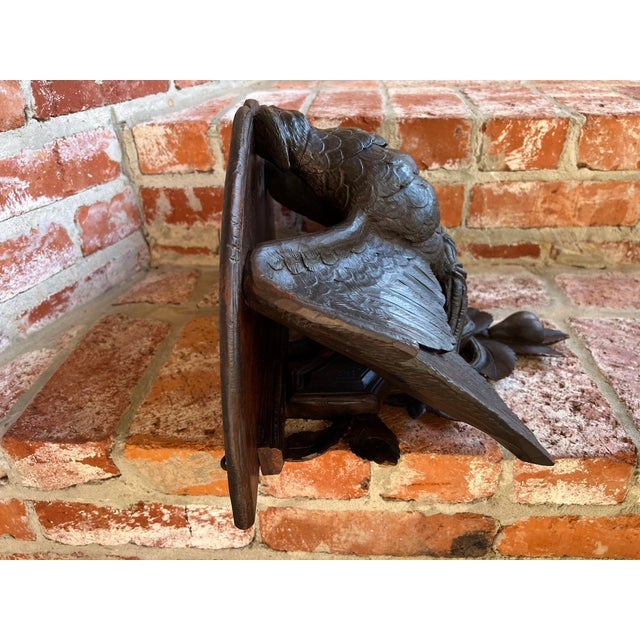 Antique French Wall Shelf Corbel Carved Eagle Black Forest Statue Wood C1880 For Sale In Dallas - Image 6 of 12
