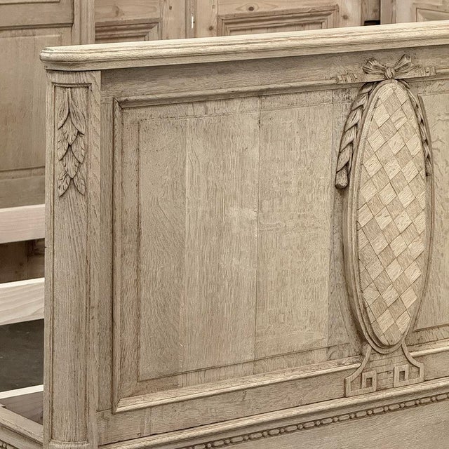 Early 20th Century Antique Country French Louis XVI Stripped Oak Full-Size Bed For Sale - Image 5 of 18