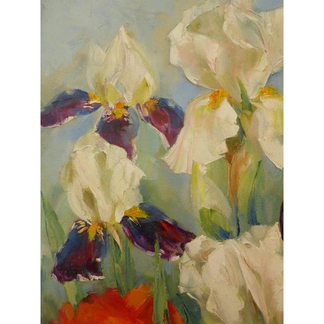 Elizabeth Davies, Still Life with Flowers, 1980, Oil on Canvas For Sale - Image 12 of 17