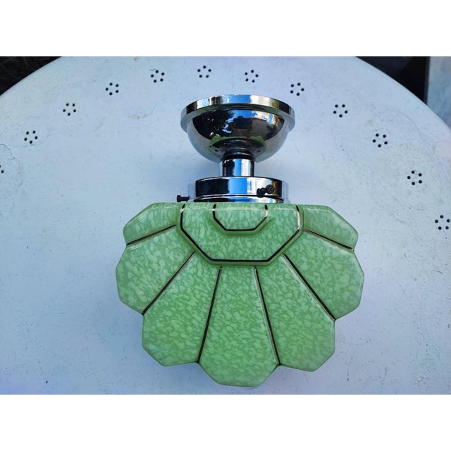 Metal Art Deco Brass Ceiling Lamp, 1920s For Sale - Image 7 of 7