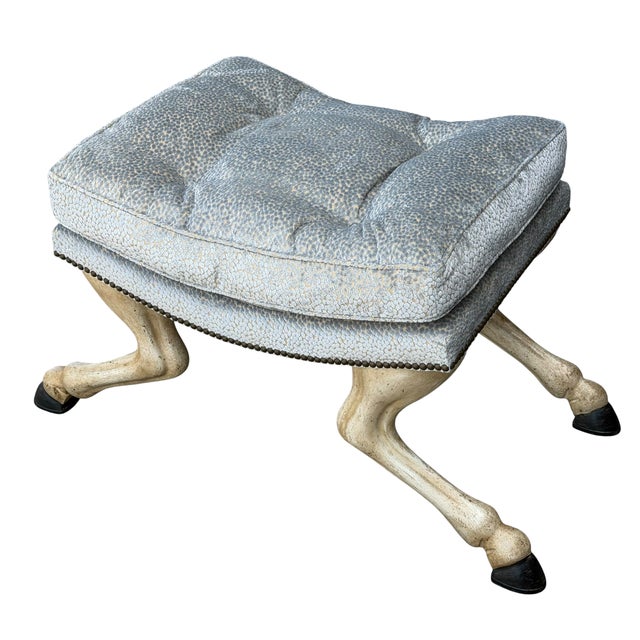 Italian 18th C Style Horse Leg & Hoof Vanity Stool or Bench by Randy Esada Designs For Sale - Image 3 of 5