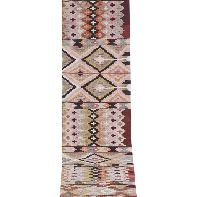 1960s 1970s Vintage Turkish Oushak Kilim Runner 2'7" X 13'11" For Sale - Image 5 of 12