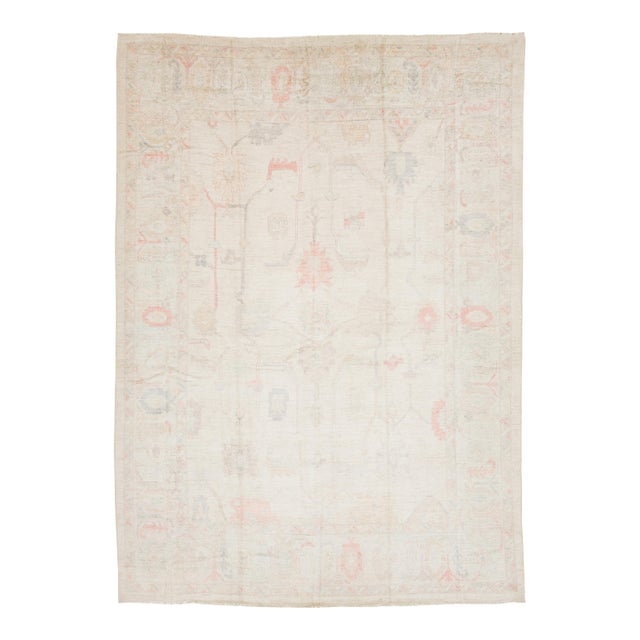 10x14 Ethereal Blush & Cream Modern Oushak Style Wool Area Rug For Sale