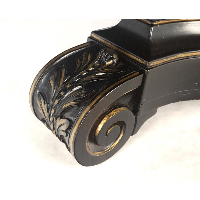 1970s Dark Flame Walnut Banded Double Tripod Pedestal Oval Dining Table 3 Leaves For Sale - Image 5 of 12