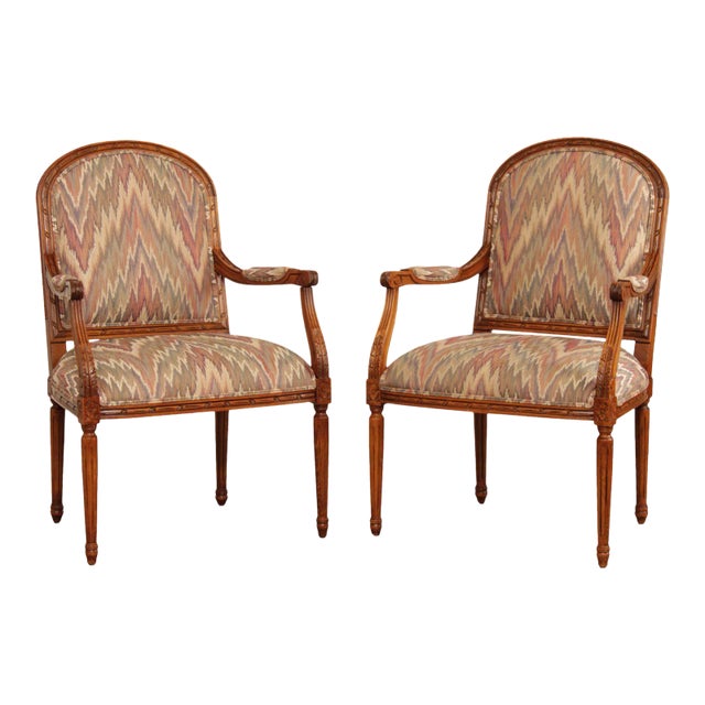 1990s Ethan Allen French Louis XVI Style Armchairs - A Pair For Sale