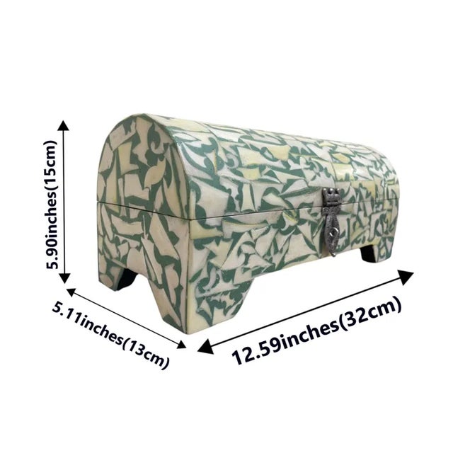 Traditional Handmade Wooden Box With Metal and Resin–Unique Decorative Storage Chest for Jewelry & Keepsakes For Sale - Image 3 of 8