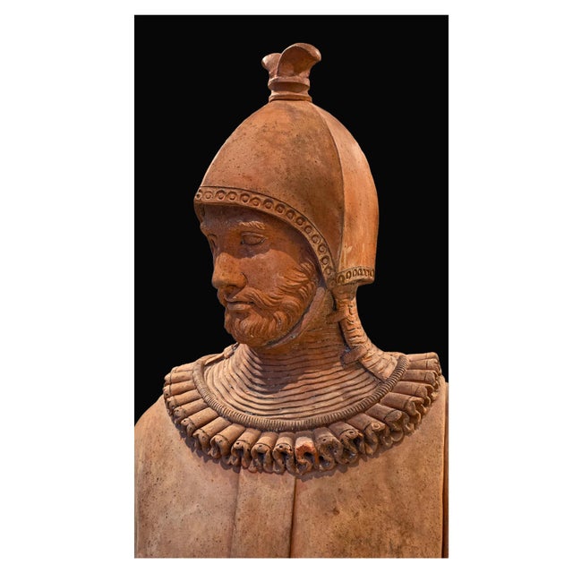 Bust of a Crusader, 19th Century, Terracotta For Sale - Image 3 of 10