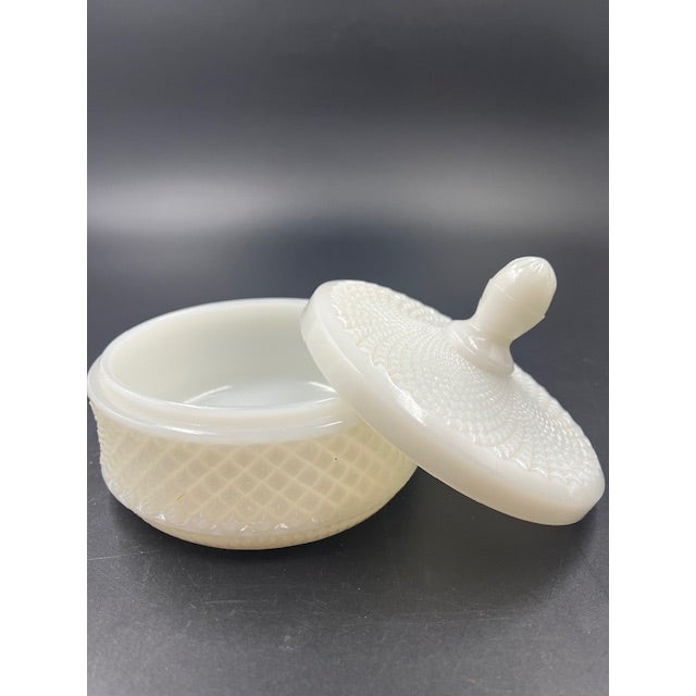 Mid 20th Century Mid 20th Century Collection of 3 Milk Glass Lidded Dishes For Sale - Image 5 of 12