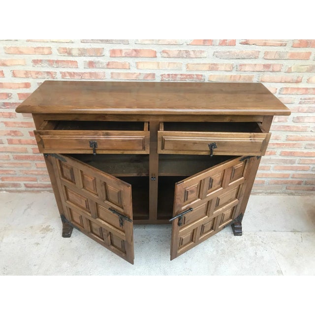 1960s Spanish Baroque Style Carved Walnut Credenza For Sale - Image 5 of 17