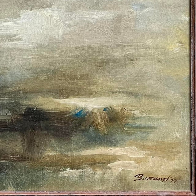 Abstract Impressionistic Seascape "Shoreline Scene" by Robert Baranet = Oil on Canvas - Framed For Sale - Image 6 of 8