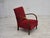 1950s, Danish artdeco armchair. Original red furniture wool, beech wood armrests/legs, brass springs in the seat. Original...