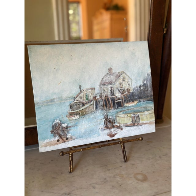 Vintage Coastal Oil on Board Painting For Sale - Image 4 of 8