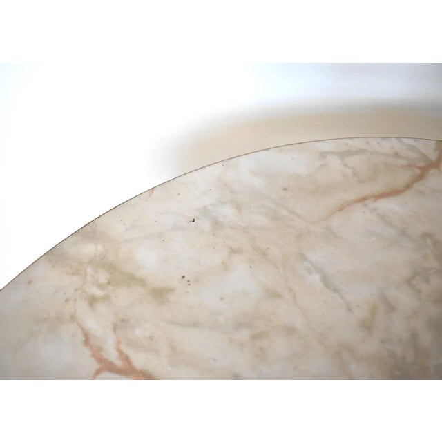 Wood Vintage Neoclassical Round Faux Marble Side Table For Sale - Image 7 of 9
