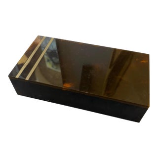 1970s Mid-Century Modern Faux Tortoiseshell Lucite Luxury Box Dior Home Style For Sale