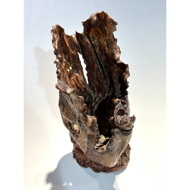 Exceptional Carved Japanese Wood Vessel