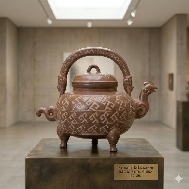 This imposing, sculptural clay vessel captivates with its striking archaic design, which is strongly inspired by the...