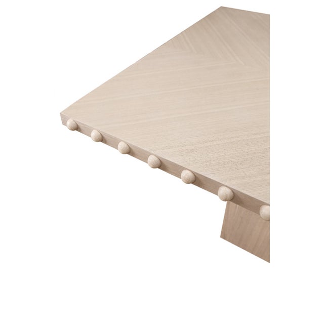 Contemporary Matthew Izzo Home Lucian White Oak Studded Edge Dining Table For Sale - Image 3 of 6