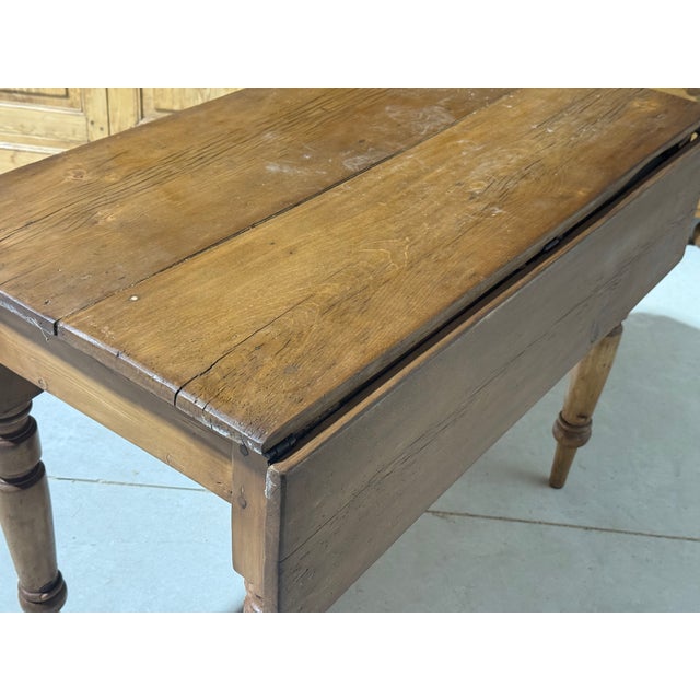 Late 19th Century Antique Pine Double Drop Leaf Table With Drawer From England For Sale - Image 5 of 18