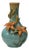 Turquoise Teal Bulbous Round Body Orange Dimensional Lily Flower Art Vase For Sale
