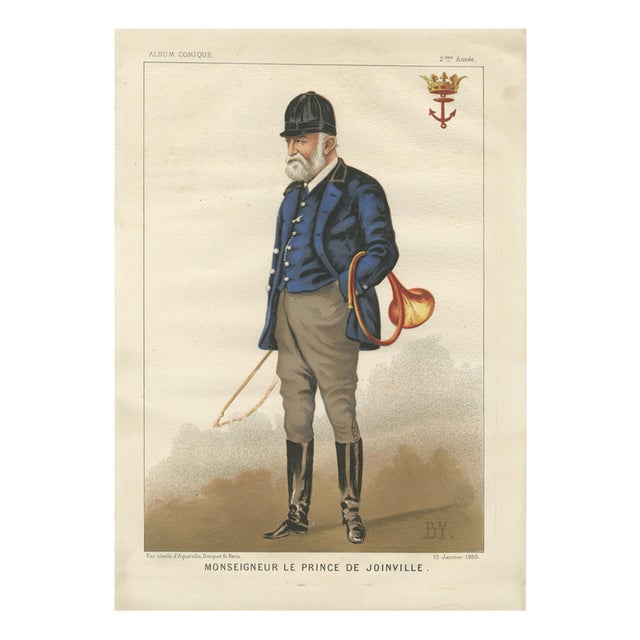 After Bisetsky, French Caricature, Monseigneur the Prince of Joinville, 1885, Chromolithograph For Sale