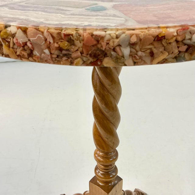 1950s Vintage Folk Art Boho Chic Lucite Encased Semi-Precious Stones Drinks Table For Sale - Image 11 of 18