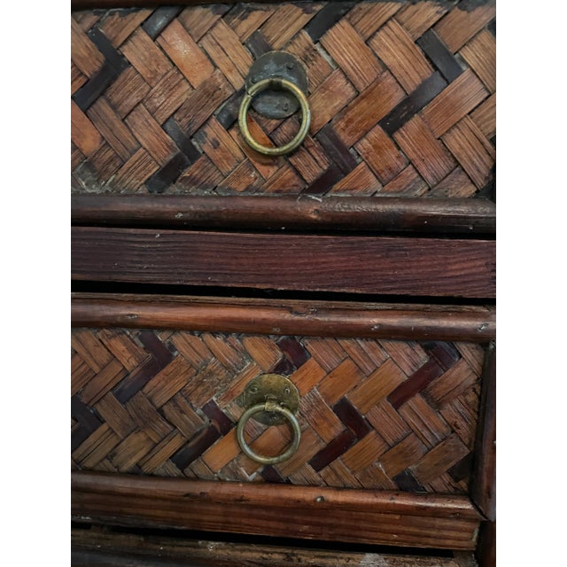 Vintage Woven Chinoiserie or Palm Beach Rattan and Bamboo Table/Dresser Top Chest For Sale - Image 9 of 10