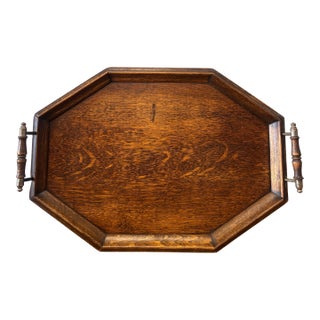 Antique English Oak Octagonal Tray For Sale