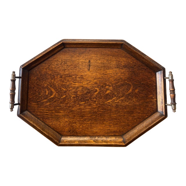 Antique English Oak Octagonal Tray For Sale