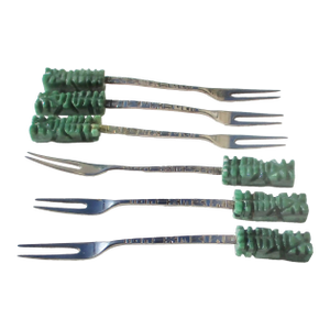 Six Sterling Cocktail Forks Mexican Circa 50s