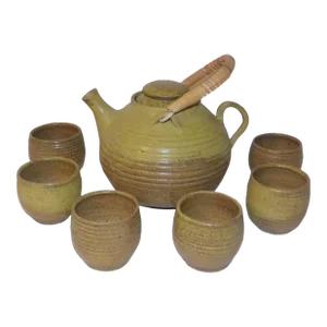 Vintage Tom McMillin Studio Art Pottery Tea Set Hand Made Hand Thrown Pottery- 8 Pieces