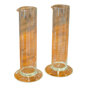 Pair of Antique Customs & Excise Measures, English, Etched Glass Beakers c.1920