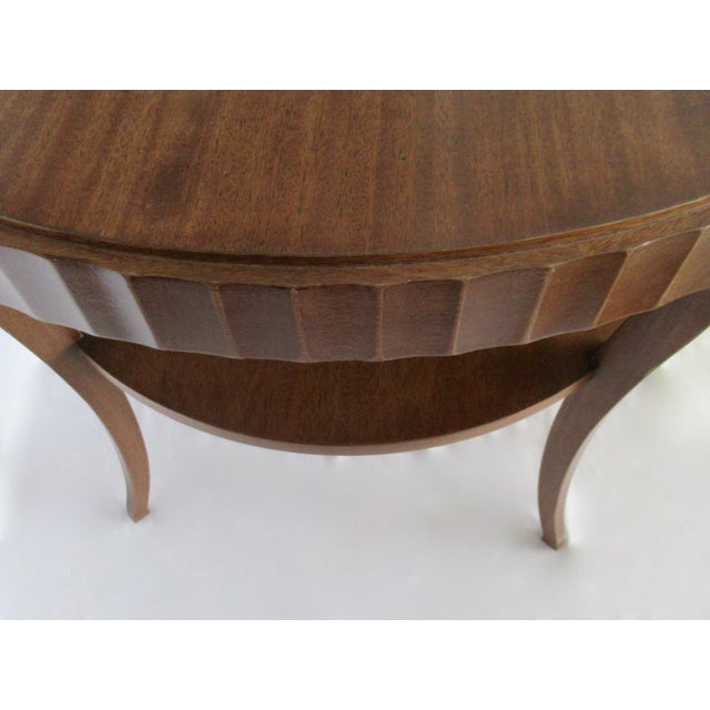 Coffee C.1990's Barbara Barry (Designer) for Baker Furniture Co.(Mfr.) Round Flute-Edged Mahogany Center/Entry Table With Drawer For Sale - Image 8 of 13