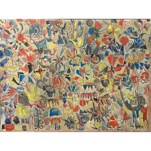 1960s 1960s "Flight of Fancy" Abstract Expressionist Oil Painting by Sara Skolinik, Framed For Sale - Image 5 of 13