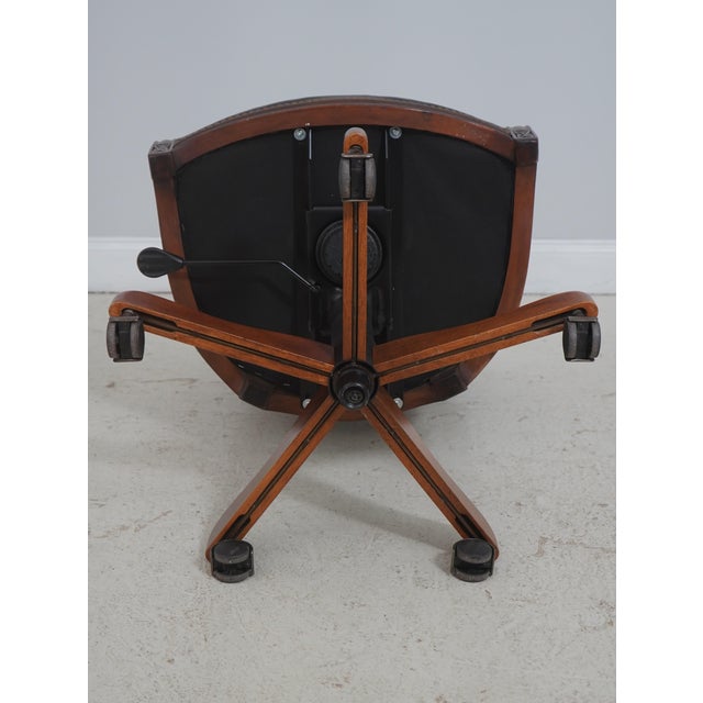 Vintage French Carved Cane Back Swivel Leather Desk Chair For Sale - Image 18 of 18