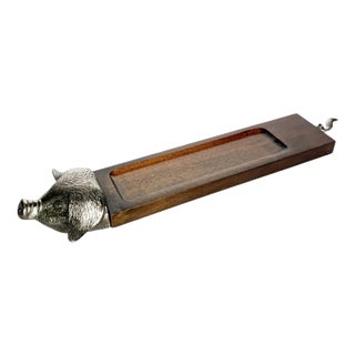 Wood and Metal Charcuterie Serving Board, France, 1990s For Sale