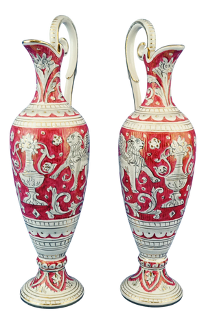 Large Antique Ceramic Amphorae Jugs by Mario Sambuco for Maioliche Deruta, 1890s, Set of 2