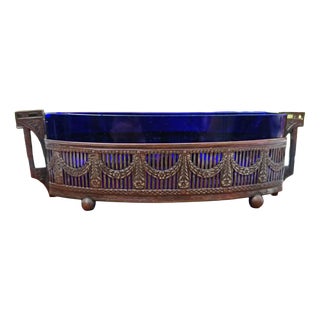 Art Nouveau Jardiniere in Cobalt Glass, 1890s For Sale