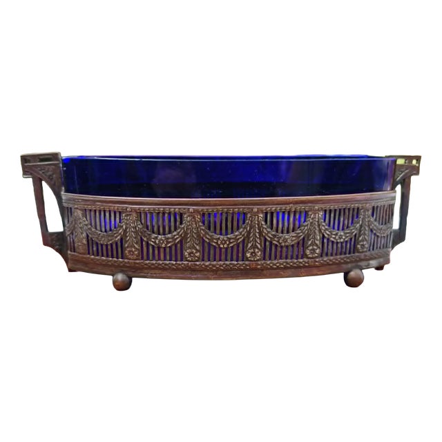 Art Nouveau Jardiniere in Cobalt Glass, 1890s For Sale