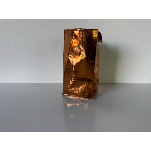 1980s Vintage Sculptural Bronze “Paper Bag” Vase by California Bronze For Sale - Image 10 of 12