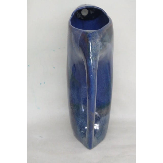 Retro Mid Century Purple Abstract Tall Ceramic Pitcher Vase For Sale - Image 11 of 13