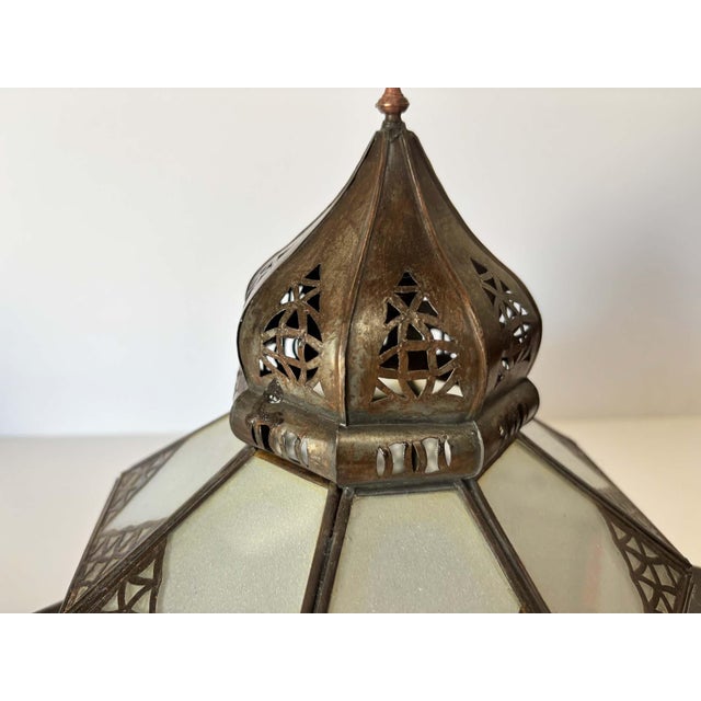 Moroccan Moorish Star Shape Frosted Glass Lantern Light Shade For Sale - Image 9 of 17