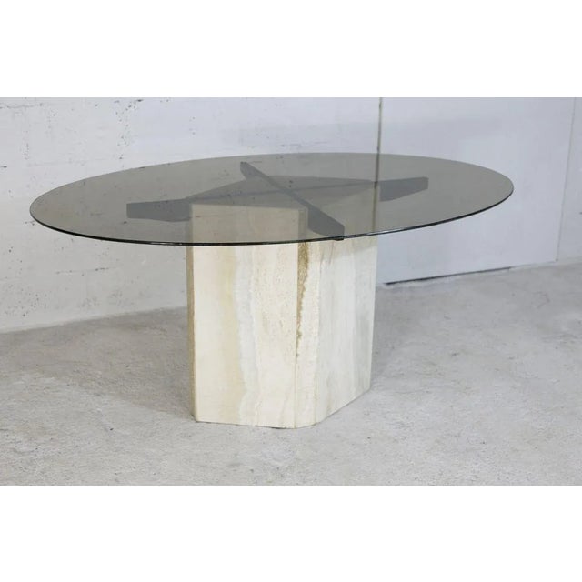Dining Table with Stone Base and Smoked Glass Top, 1970s For Sale - Image 17 of 18