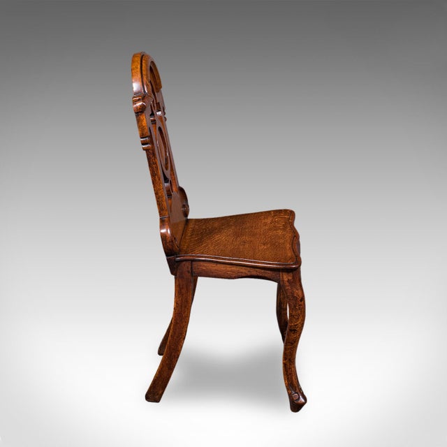 Victorian Antique Reception Hall Chair, Scottish, Oak, Side, Occasional Seat, Victorian For Sale - Image 3 of 10