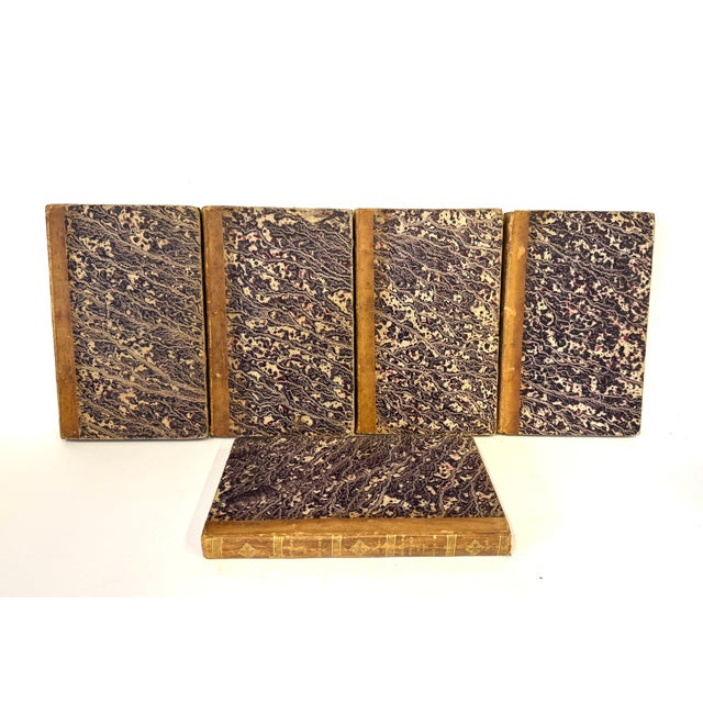 Early 19th Century 1830s Antique French Edition Walter Scott Novels Half-Leather - Set of 5 For Sale - Image 5 of 11