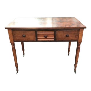Antique Mid 19th Century American Figured Maple Writing Table For Sale