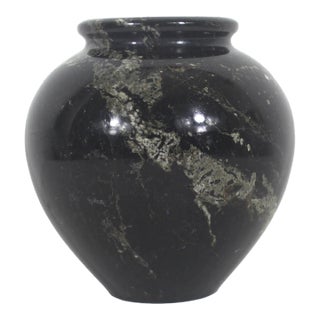 Vintage Black Marble Stone Vase For Sale