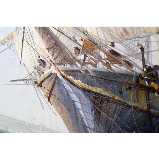 Late 20th Century Original Oil Painting Clipper Ship at Sea, Signed Ambrose Marine Art For Sale In Kansas City - Image 6 of 8
