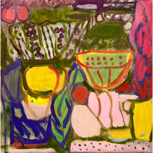 2020s Contemporary Abstract Oil on Canvas "Coming Over for Breakfast" by Petra Schott For Sale - Image 5 of 5